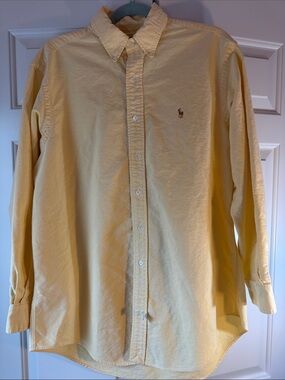 Ralph Lauren Pale Yellow 100% Cotton Button-Down Oxford Shirt 16 1/2 - 33